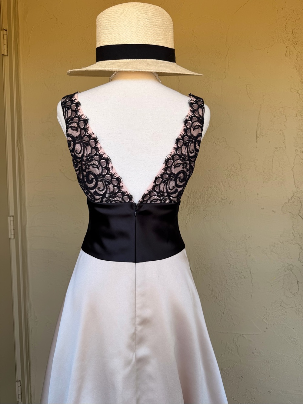 Laundry By Shelli Segal Black Lace Bodice Blush Midi Dress /Vintage - Picture 5 of 10